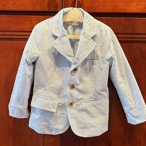 Kids Blue Striped Seersucker Suit Jacket
